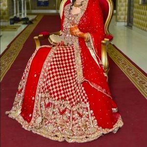 Pakistani Indian Bridal Red Lehnga Dress